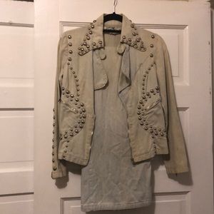 Vintage denim set with silver stud detailing